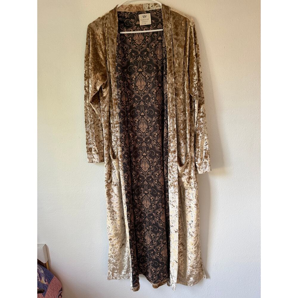 Panache Apparel Luxurious Witchy Gold Brown Velvet Duster Cardigan Fairy Grunge